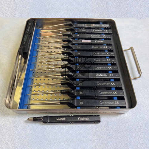 Lot Of 14 Codman Microdiscectomy Karlin Cervical Curettes Set with Tray