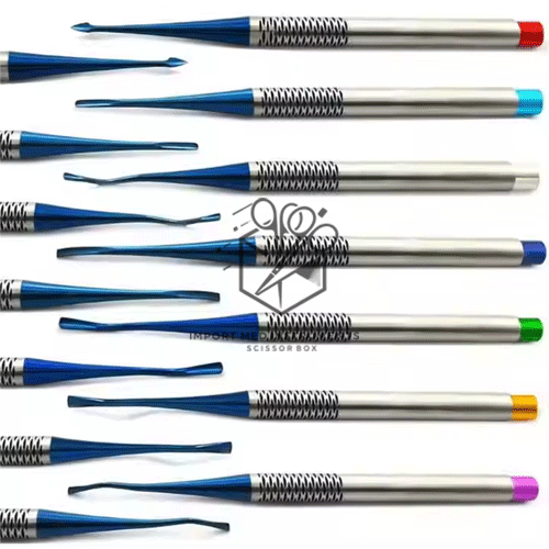 7 Pieces Dental Luxating PDL Elevators Instruments Sets With Titanium Color
