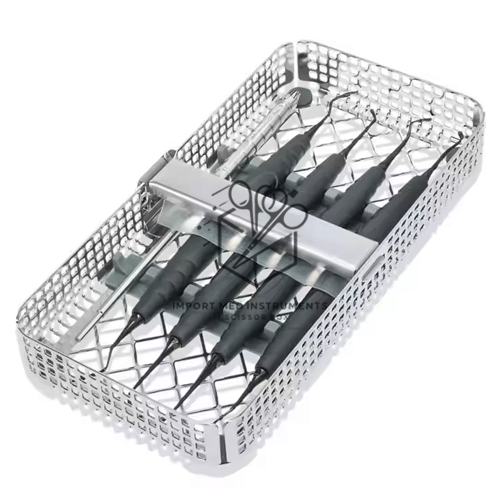 Set of 5 Dental Composite Implant Instruments Kit Black Coated With Wash Tray