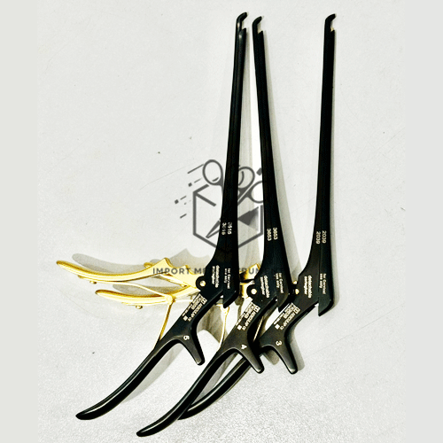 Set of 3 Aesculap Ceramic Coated Detachable 3mm 4mm 5mm 40 degree 8" Kerrison Rongeurs